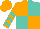 Silk - Orange, turquoise quarters, turquoise chevrons on sleeves