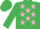 Silk - Emerald Green, Pink stars, Emerald Green sleeves and cap
