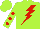 Silk - Lime green, red lightning bolt, red spots on sleeves