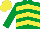 Silk - emerald green and yellow chevrons, yellow cap