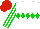 Silk - White, green diamond hoop, green stripes on white sleeves, red cap