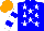 Silk - Blue, white stars, blue hoops on white sleeves, orange cap