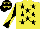 Silk - Yellow, black stars, black sleeves, yellow diabolo, black cap, yellow stars
