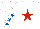 Silk - White, red star, royal blue stars on sleeves, white cap