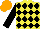 Silk - Yellow, black diamonds, black sleeves, orange cap