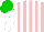 Silk - Pink, white stripes and sleeves, green cap