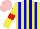 Silk - Yellow, blue stripes, yellow sleeves, red armbands, pink cap