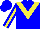 Silk - Blue, yellow 'v', yellow stripe on slvs