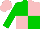 Silk - Green and pink quarters, green sleeves, pink cap
