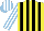 Silk - Yellow and black stripes, white and light blue striped sleeves, light blue and white striped cap