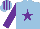 Silk - light blue, purple star, purple sleeves, light blue cap, purple stripes