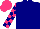 Silk - Navy blue, navy & hot pink checked sleeves, hot pink cap