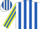 Silk - White and royal blue stripes, yellow and royal blue striped sleeves