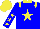 Silk - Blue, yellow star and epaulets, yellow stars on sleeves, yellow collar, bowtie and cap