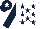 Silk - White, dark blue stars and sleeves, dark blue cap, white star
