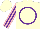 Silk - Cream, purple circle, blue and pink stripes on purple sleeves
