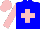 Silk - blue, pink cross, pink sleeves, pink cap