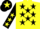 Silk - Yellow, black stars, black sleeves, yellow stars, black cap, yellow star