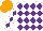 Silk - White and purple diamonds on body and sleeves, orange cap
