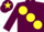 Silk - Maroon, large Yellow spots and star on cap