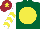 Silk - Dark green, yellow disc, white sleeves, yellow chevrons, maroon cap, yellow star