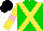 Silk - Green, yellow crossbelts, yellow sleeves, pink armbands, black cap