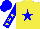 Silk - Yellow, blue star, yellow stars on blue sleeves, blue cap