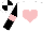 Silk - White, pink heart, pink armlet on black sleeves, white and black quartered cap
