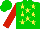 Silk - Green, yellow stars, red sleeves, green cap