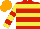Silk - Red, yellow rings, red rings on yellow sleeves, orange cap