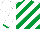 Silk - White and emerald green diagonal stripes, white sleeves, emerald cuffs, white cap