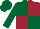 Silk - Dark green & maroon quartered, dark green sleeves, dark green cap