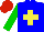 Silk - Blue, yellow cross green arms, red cap