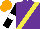 Silk - Purple, yellow sash, black sleeves, white armbands, orange cap