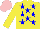 Silk - Yellow, blue stars, pink cap