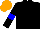 Silk - Black, blue armbands, orange cap