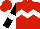 Silk - Red, white chevron hoop, black sleeves, white armbands, red cap