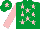 Silk - Emerald green, pink stars, pink sleeves, pink star on cap
