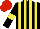 Silk - Black, yellow stripes, yello band on black sleeves, red cap