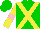 Silk - Green, yellow crossbelts, yellow sleeves, pink armbands, green cap