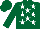 Silk - dark green, white stars, dark green sleeves, dark green cap