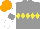 Silk - Gray, yellow diamond hoop, gray armbands on white sleeves, orange cap
