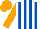 Silk - White and royal blue stripes, orange sleeves and cap