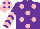Silk - Purple, pink spots, chevrons on sleeves, pink cap, purple spots