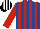 Silk - Royal blue and red stripes, red sleeves, black and white striped cap