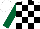 Silk - White and black check, dark green sleeves, white cap