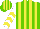Silk - Light green and yellow stripes, white and yellow chevrons on sleeves, striped cap
