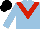 Silk - Light blue, red chevron, light blue arms, black cap
