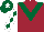 Silk - Maroon, dark green chevron, white sleeves, dark green diamonds, dark green cap, white star