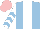 Silk - Light blue, white stripe, white and light blue chevrons on sleeves, pink cap